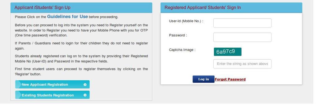 SECTION-2 : HOW TO LOGIN TO THE ONLINE SYSTEM Steps to Login for New Applicants proceeding for online form-fillup : New applicants who desires to do form- fillup shall have to first login to the