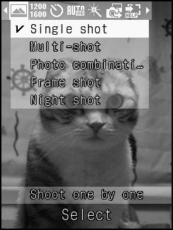 Single Shot Shooting Mode Press o in Viewfinder Press c ( ) Set shooting methods with j/s and c Confirmation window for saving/sending/ registering still image appears only when Auto save is set to