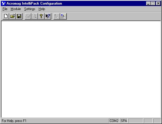 Starting the Program 1. After clicking on the Acromag IntelliPack program icon to boot the Configuration Program, a screen will be displayed as shown at right. 2.