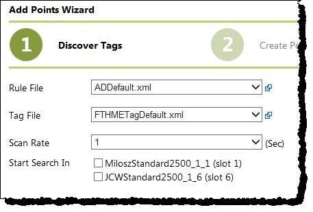 Manage points Chapter 5 2. In the Rule File list, do either of the following: To discover specific tags, select a file with tag discovery rules. The default is ADDefault.xml.