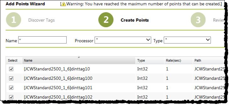 Manage points Chapter 5 The list contains all online controllers from the same chassis. FactoryTalk Historian ME supports the data collection from a maximum of four controllers. 6.