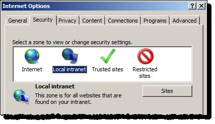 Get started Chapter 2 Add the module website to the Local intranet security zone To add the module website to the Local intranet zone: 1.