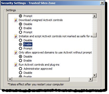 Chapter 2 Get started NOTE 4. Click OK. See "Appendix 4: Internet Explorer Security Zone Settings" for a list of all security zone settings configured for FactoryTalk Historian ME websites.