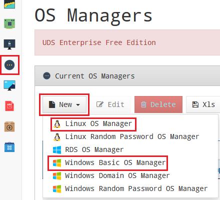 Configure OS Managers This is an example of how to create an OS Manager of type "Windows Basic OS Manager" and another one of type "Linux OS Manager".