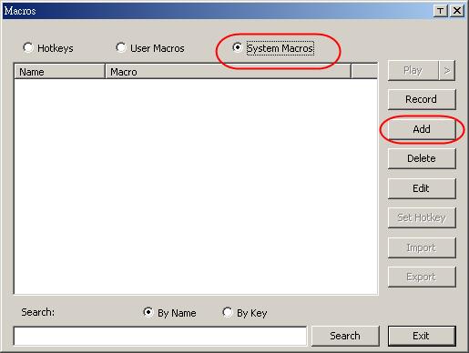 Chapter 6. The User Interface Search Search, at the bottom of the dialog box, lets you filter the list of macros that appear in the large upper panel for you to play or edit.