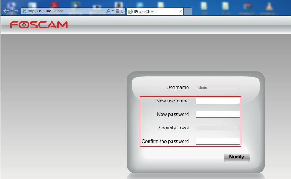 5. Log in the camera ( Default username is admin with no password ).