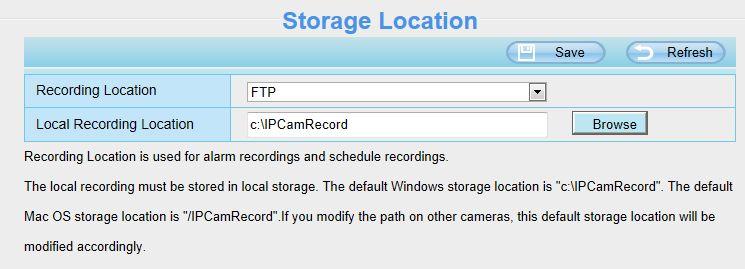 Figure 4.53 Recording Location: SD card or FTP.