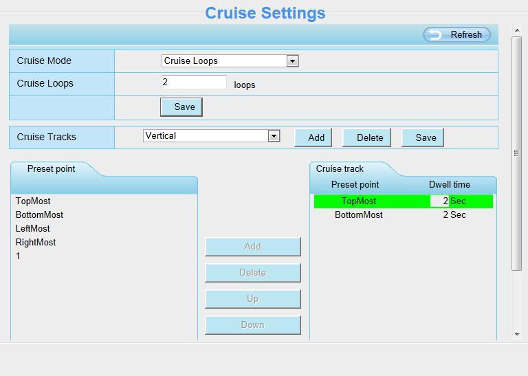 Cruise Mode: Include cruise loops and cruise time of one cruise track. Cruise Loops: The cruise loops of one cruise track.