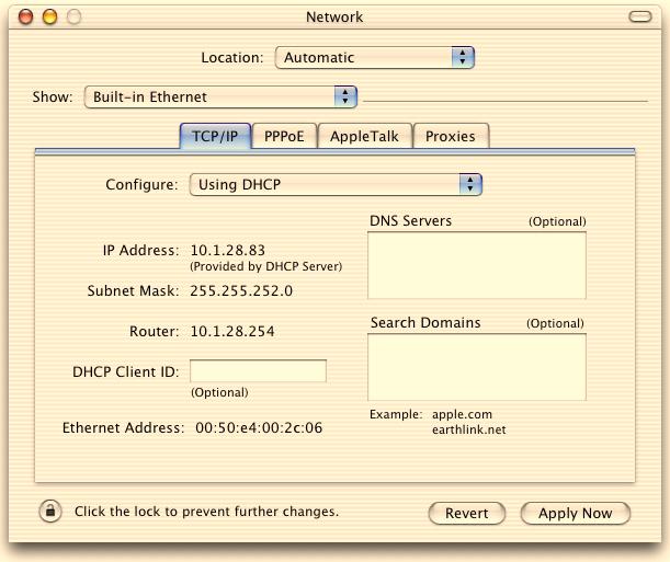 CONFIGURING YOUR MACINTOSH COMPUTER 3. If Using DHCP Server is already selected in the Configure field, your computer is already configured for DHCP. If not, select this option. 4.