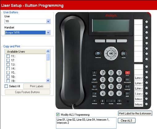 Configuration Settings: User Setup ETR and 1400 Series phones have programmable buttons to which a variety of functions can be assigned. This menu can be used to edit the button settings.