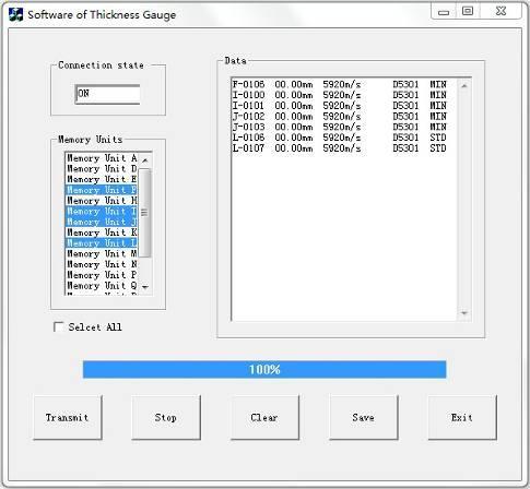 Select Memory unit what you want to transfer, click transmit, all data will