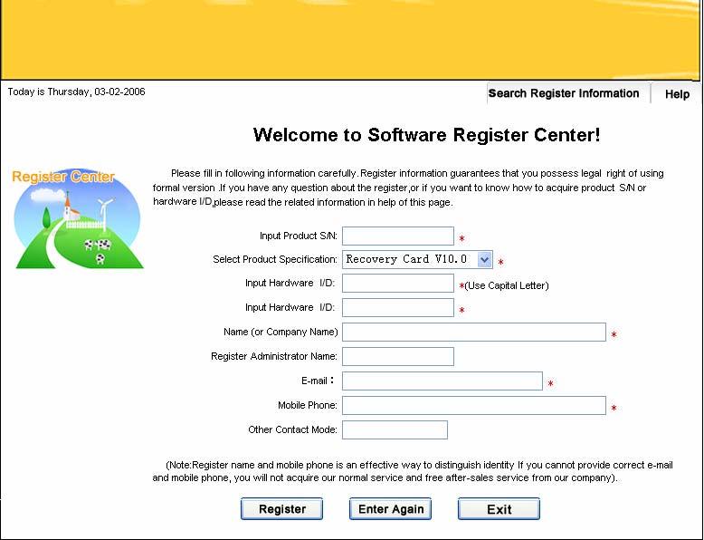 then click "Registry" to register.