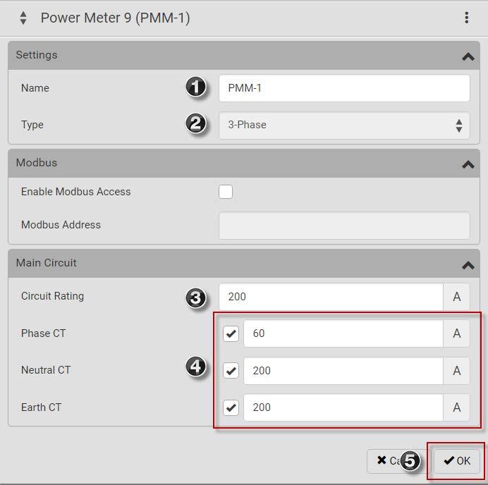 2 If nothing is configured, scan begins immediately in the Unconfigured Meters section. Click Rescan to refresh the list. 3 Click the power meter or panel in the discovered list to configure it.