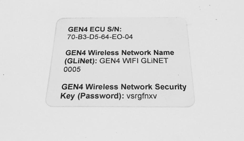 Note: The GEN4 PRO XTREME system includes an ID card that identifies the GEN4 Wireless Network Name