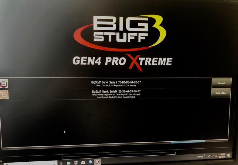 At this point, you can choose to work offline (not connected to GEN4 PRO XTREME ECU) with the BCP GEN4 software relative to a specific GEN4 ECU Serial Number or online (connected to GEN4 PRO XTREME