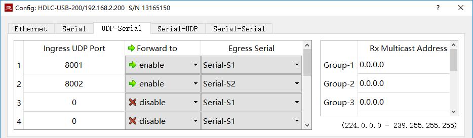 5.3.3 Parameter configuration Set the UDP to serial port.