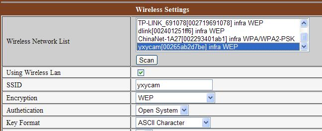 7.1.2 WIFI Setting If the device is with WIFI, enter the Wireless LAN Setting, just as below Figure 14 shown, click the Search button several times, it will show you the wireless network detected in