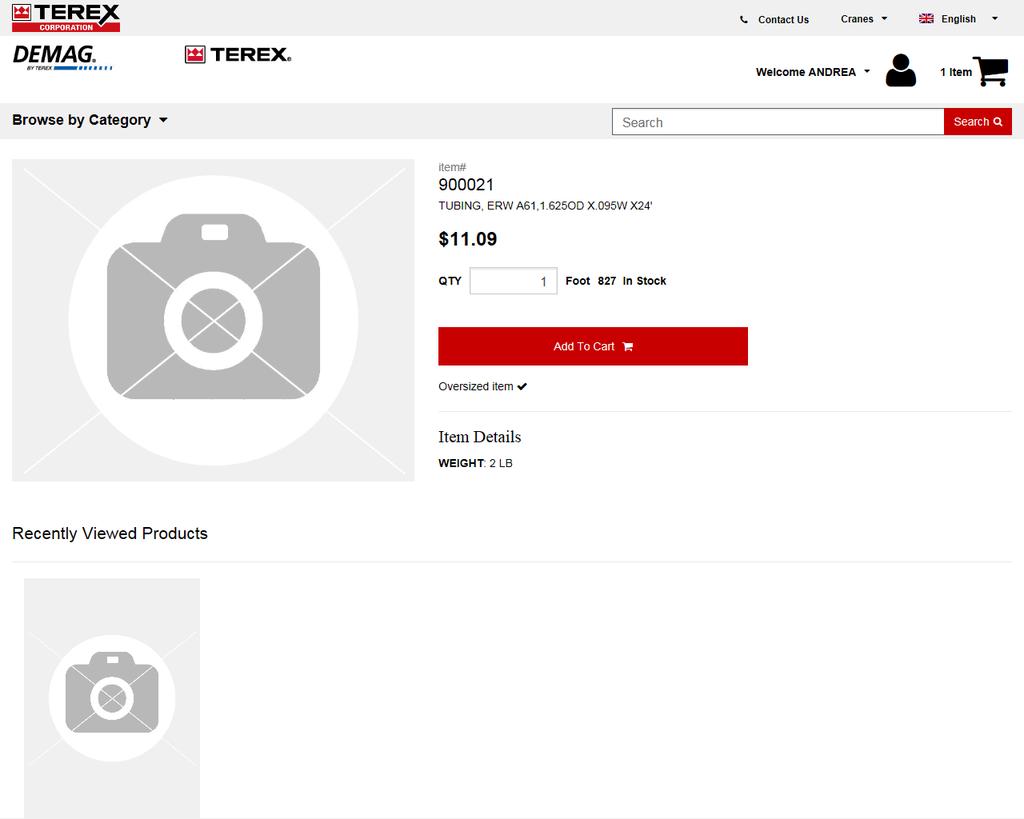 15. Click the Terex Logo to return to home page. 16. Enter the desired information into the Search field.