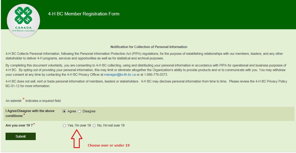 If you select No the registration process will end. Step 5b.