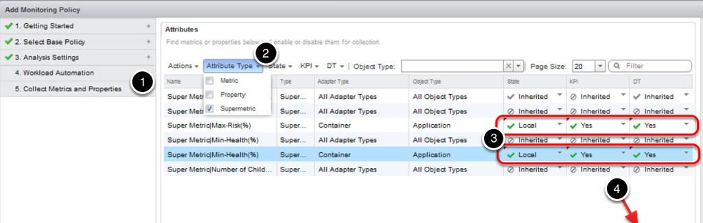 2. Filter the list to only show Supermetrics attribute types by de-selecting Metric and Property 3.