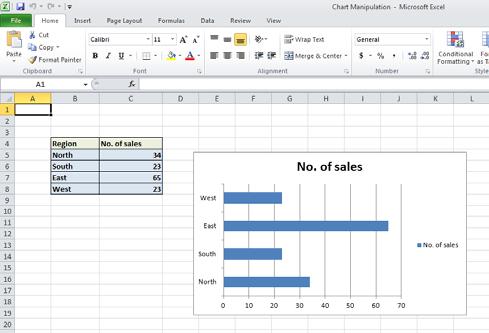 Excel 2010 Foundation Page 130 Resizing a chart Open a workbook called Chart Manipulation. To resize a chart click on it to select it.