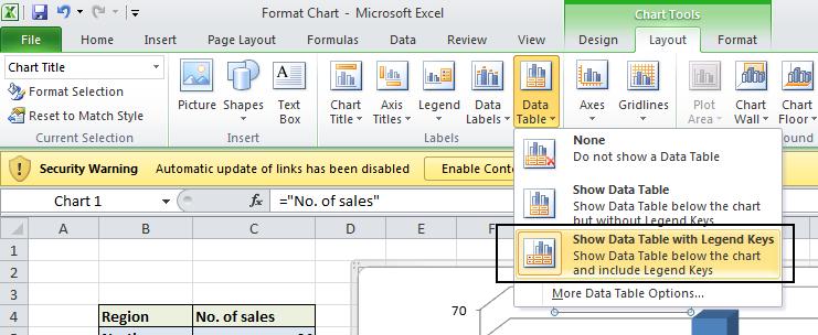 Click on the Data Table button in the Labels group.
