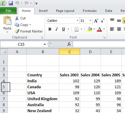 Excel 2010 Foundation Page 31 The selected row will look like this.