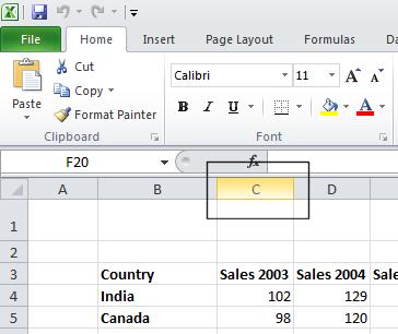 Excel 2010 Foundation Page 33 The selected column will look like