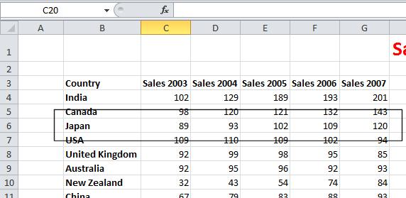 Inserting columns into a worksheet We want to insert a column
