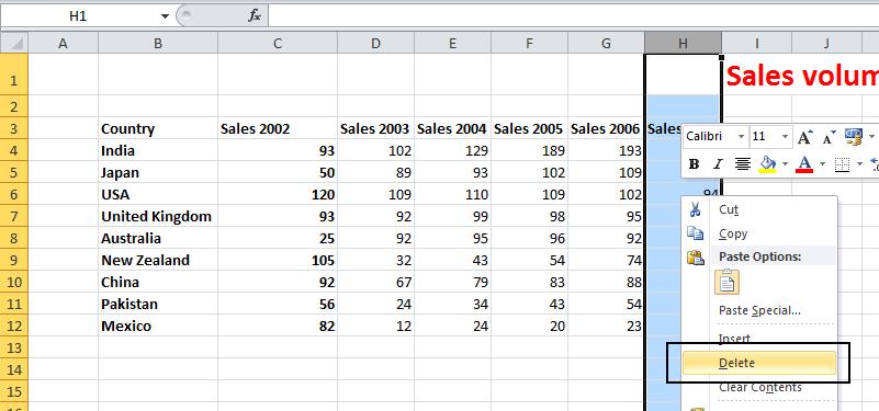 Excel 2010 Foundation Page 39 rows, use the Ctrl key trick to select the multiple rows and then right click to delete the rows.