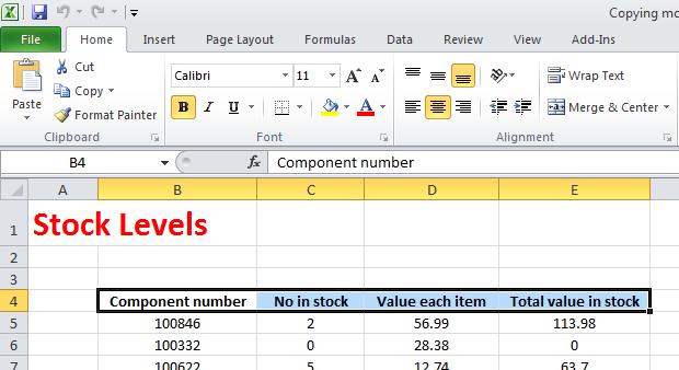 Excel 2010 Foundation Page 44 Manipulating cells and cell content Copying a cell or range contents within a workbook Open a workbook called Copying moving and deleting.