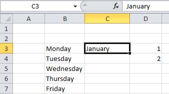 When you release the mouse button you will see that Excel has 'AutoFilled' the range you dragged across