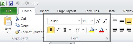Excel 2010 Foundation Page 68 Font formatting Font formatting options The