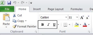 Bold, italic, underline formatting Select the range C4:G12 and experiment with applying bold, italic and underline