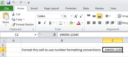 Excel 2010 Foundation Page 80 Number formatting Number formatting Open a workbook called Number formatting. Click on cell C2.
