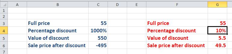 Excel 2010 Foundation Page 89 As you have just seen, numbers that are typed into the cells after you apply the percentage formatting are treated