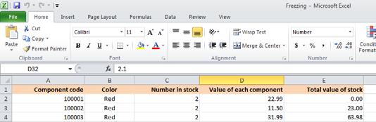 Excel 2010 Foundation Page 91 To freeze the top row