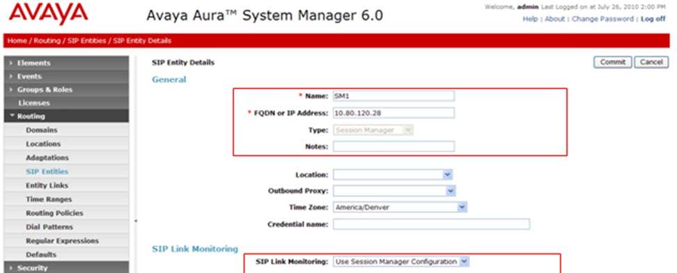 4.3. Define SIP Entities A SIP Entity must be added for each Session Manager and each Communication Manager connected to Session Manager using SIP trunks.