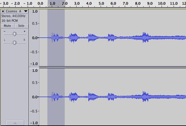 Step 3: Loop rehearsing (entrainment), dubbing and Vocal Removal Highlight the first utterance you want to dub by using the waveform as a visual reference (and zoom further if necessary): Keep