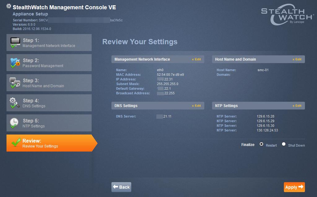 Configuring a System 12. Review your settings, and then click Apply. The confirmation dialogue opens. 13.