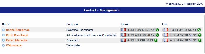 2.7 Contacts On the Contact page, visitors can choose to contact the Project Management or the Dissemination work package leaders in order to get more information.