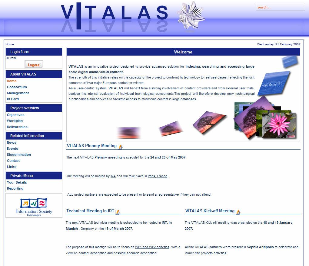 2. Description of Web pages VITALAS