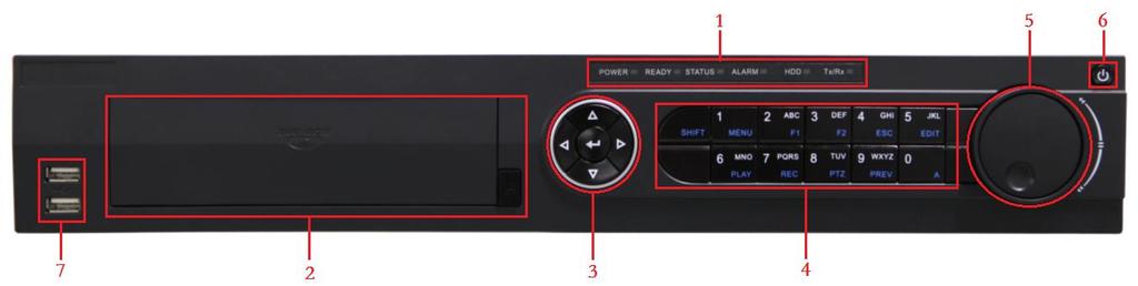 DS-7700NI-ST/SP No. Name Function Description POWER Turns green when NVR is powered up. READY The LED is green when the device is running normally.