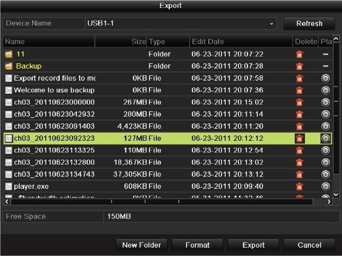 start exporting. Quick Export using USB1-1 3. Check backup result.