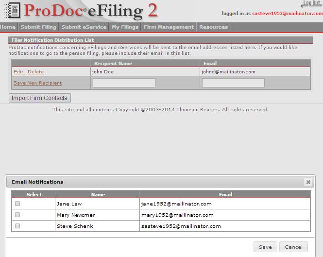 To automatically add Service Contacts from your firm, Click on Import Firm