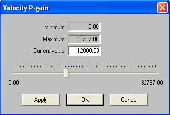 The Entry Dialog Box with Slider permits the user to increase/decrease the value of the parameter by clicking on the slider.