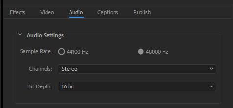 Audio Settings Tab Sample Rate lets you set how many audio samples are included for every second two options are available here, 44100 Hz and 48000Hz Channels lets you state whether the signal in use