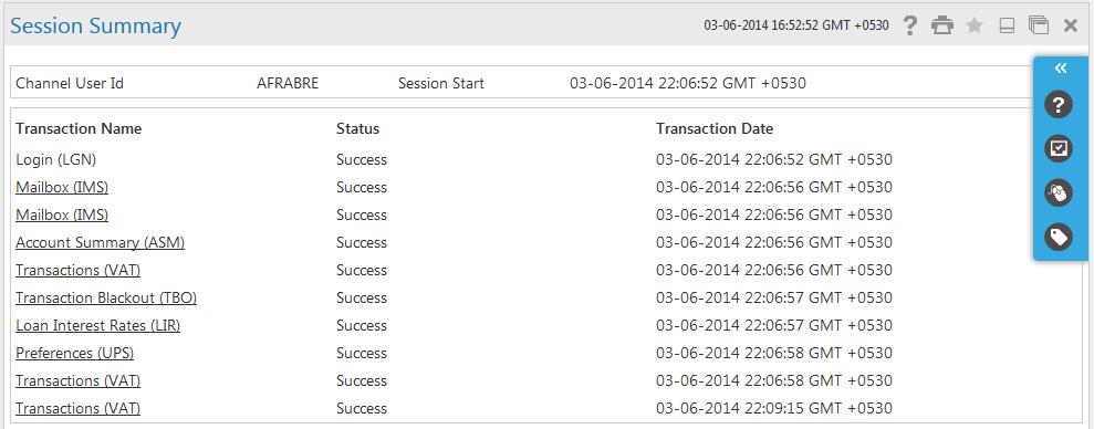 Session summary will be displayed using preferred time zone of the user. Widget Session Summary 1. Click the icon next to the login details.