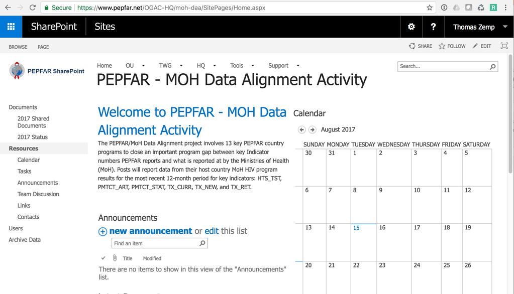 File Submission The completed Indicator Mapping and Results File will be submitted through pepfar.net (PEPFAR SharePoint) Activity URL: https://www.pepfarii.