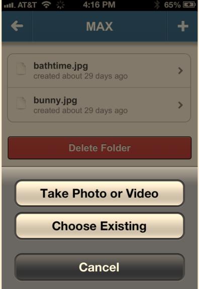 When Add File is selected, you will be given the option to take a photo or
